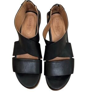 Bussola Potsdam Pauline Black Leather Platform Sandals Back Zip Size 8.5